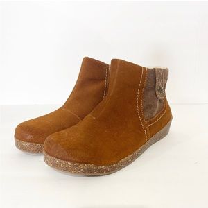 Earth Origins Brown Cognac Suede Shearling Aurora Jace Ankle Booties Size 9 US